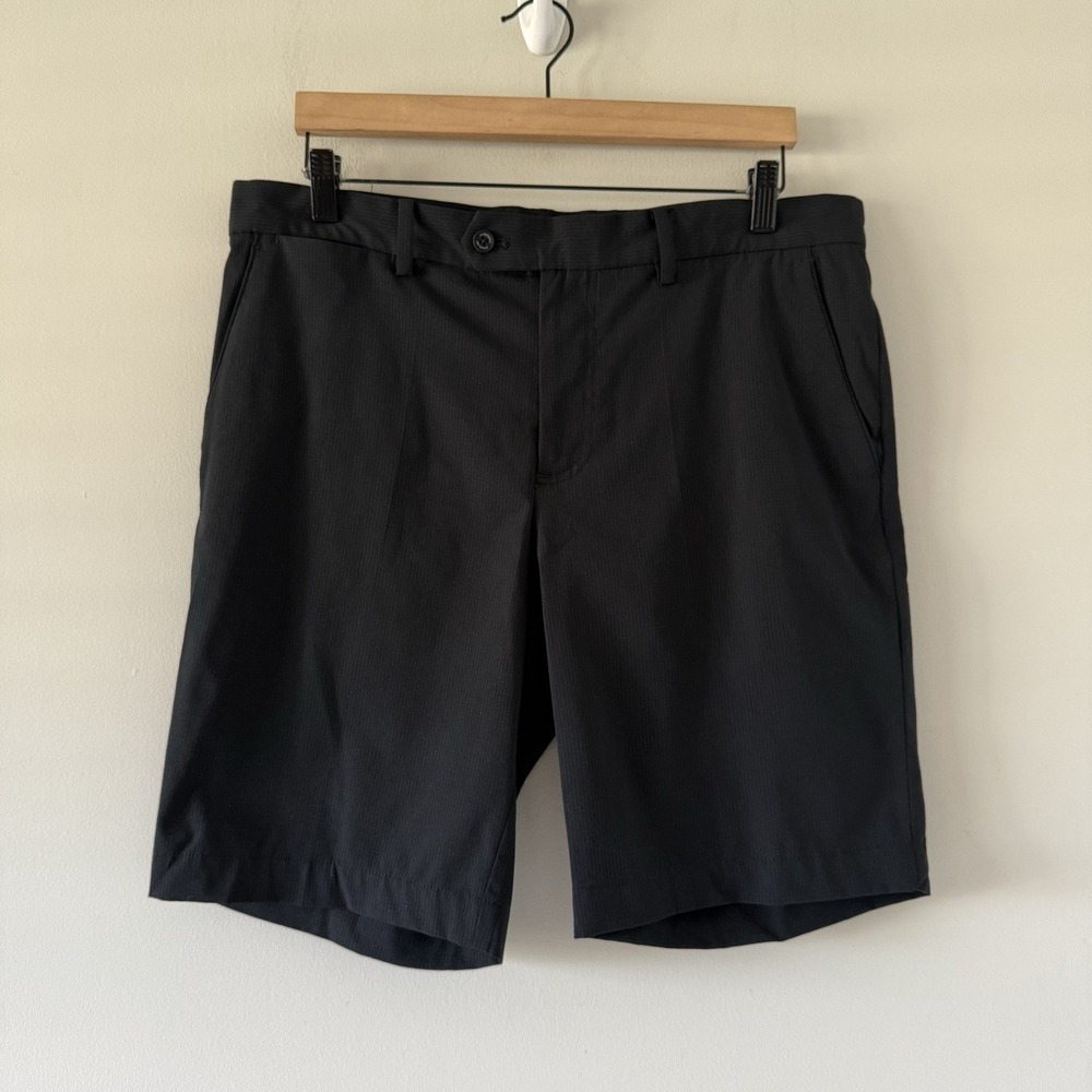 J.Lindeberg Vent Golf Shorts Mens 34 Black Performance Stretch Chino Lightweight